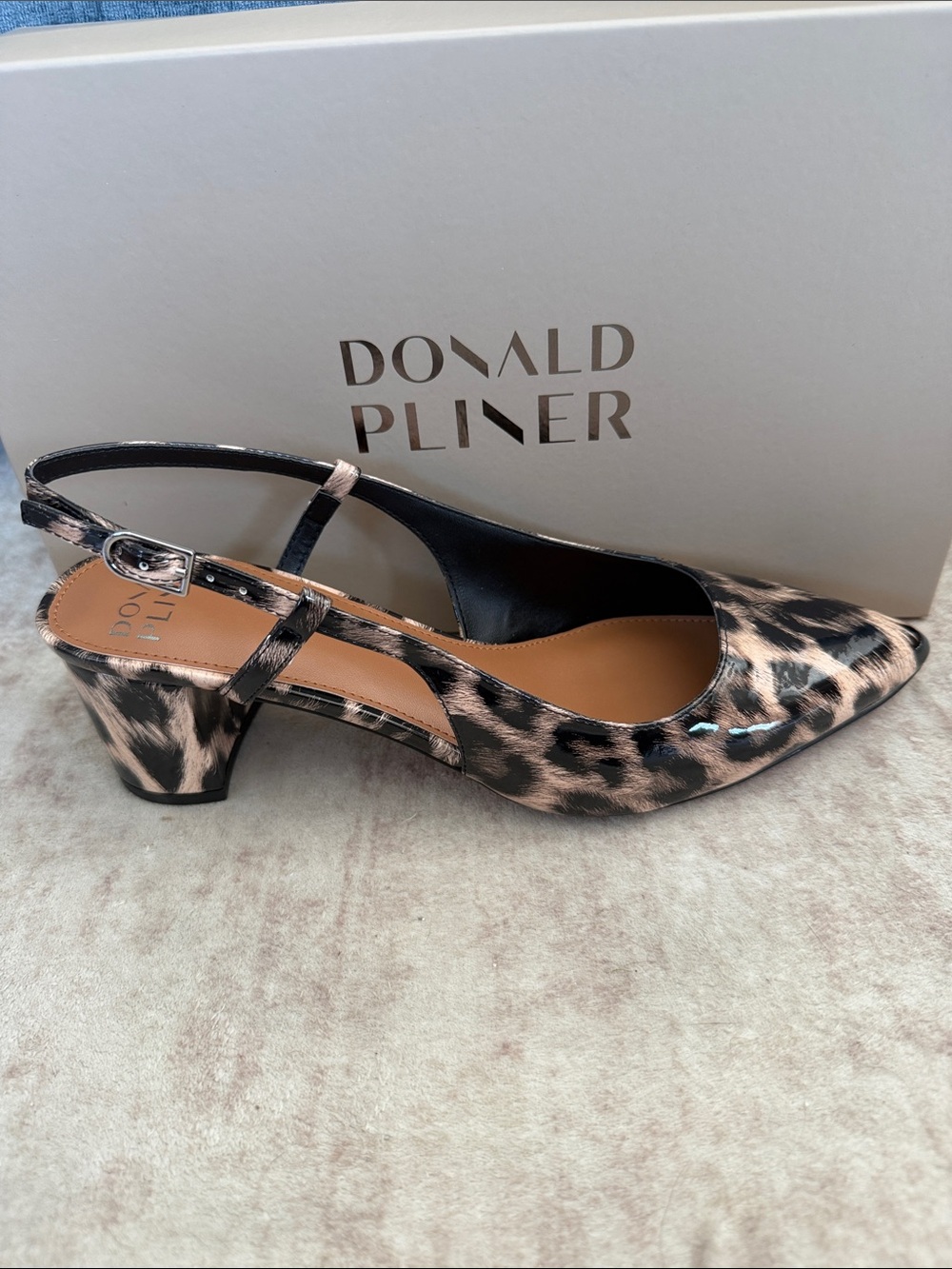 Donald J. Pliner Shanie Leopard-Print Slingback Pump in Tan and Black